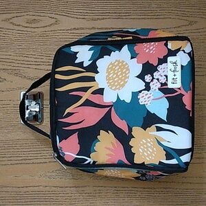 Fit + Fresh Black Multi-color Floral Insulated Lunch Bag